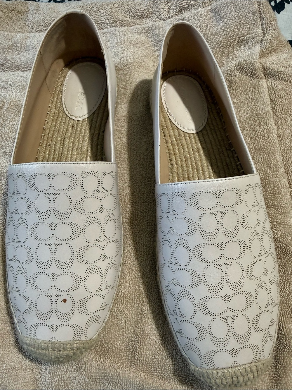 Coach Cream Leather Espadrille Slip-On